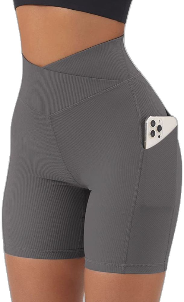 Yoga Ribbed Shorts with Side Pocket