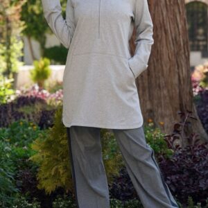 Quarter Zip Tunic Sweatshirt & Wide Leg Track Pants